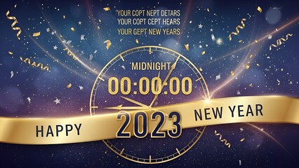 Celebrating the Arrival of 2023 with a Midnight Clock and Festive Confetti Sparkle