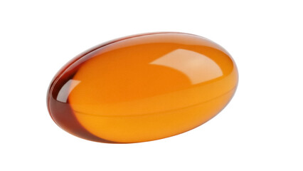 Shiny amber capsule isolated PNG, vitamin D supplement softgel on transparent background for health and wellness concepts