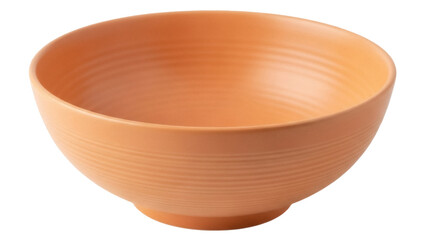 Empty orange ceramic bowl isolated PNG, kitchenware for food presentation and serving on transparent background