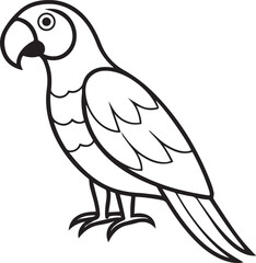 Obraz premium Parrot Vector Illustration | Tropical Bird Line Art Design