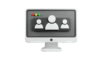 Computer Monitor Displaying Online Meeting - 3D Render
