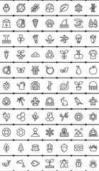 Nature and Environment Line Icons Set – Ecology, Plants, Animals, Weather and Sustainability Symbols