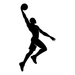 Slam Dunk Silhouette – Powerful One-Handed Jump with Bold Muscle Form