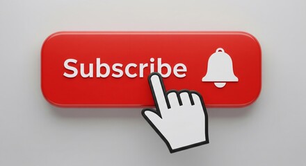 Cursor Clicking Bright Red Online Subscription Notification Button
