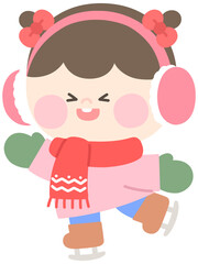 Obraz premium Illustration of children skating during winter vacation