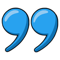 blue quote mark dialogue text flat color vector illustration template design