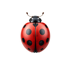 Vibrant red ladybug with black spots on transparent background
