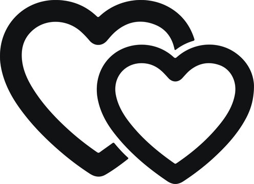 Two interlocking outline hearts icon symbol love romance valentine day vector graphic