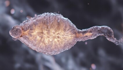 Microscopic View of a Single Cell with Internal Structures Visible.