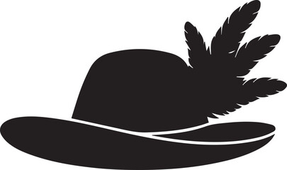 Black silhouette of a traditional hat with feathers
