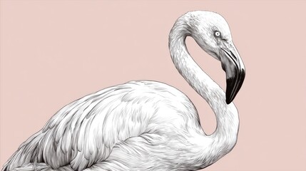 Fototapeta premium Elegant Flamingo Illustration on Soft Pink Background