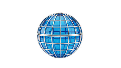 Blue Globe with Grid on White Background