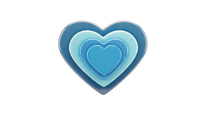 Blue Layered Hearts on White Background