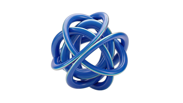 Blue Intertwined Tubes on White Background - Powered by Adobe