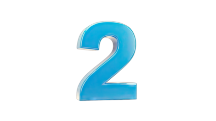Blue Number 2 Isolated on White Background