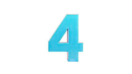 Blue Number 4 Isolated on White Background