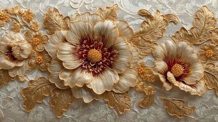 Elegant golden floral embossed artwork design high resolution photo