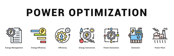 Power Optimization Modern and clean web banner illustration featuring thematic icons for visual communication
