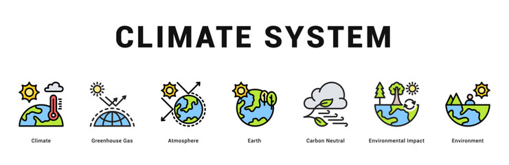 Climate System Modern and clean web banner illustration featuring thematic icons for visual communication