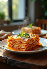 Ultimate Flavorful Layers of Decadent Cheese Vegetable Lasagna Presentation Masterpiece on Vibrant Surface