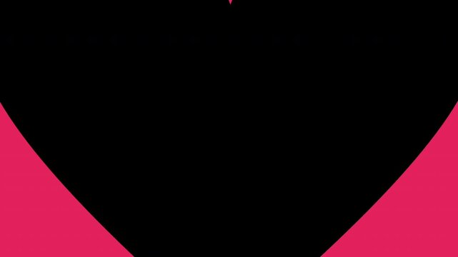 A colourful love shape transition animation on transparent background collection set