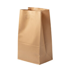 Simple brown paper bag standing upright isolated on a dark background with subtle texture