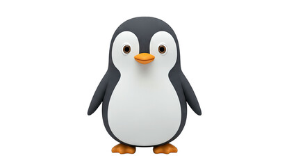 Obraz premium Cute Cartoon Penguin Standing on White Background