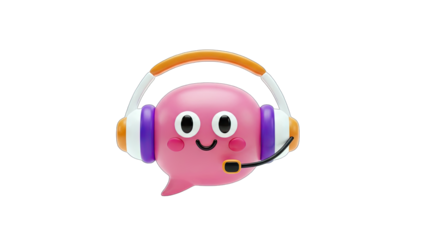Cute Chat Bubble with Headset: Customer Service Concept