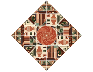 Terracotta Ethnic Geometric Pattern with Vases