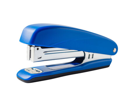Blue stapler isolated on transparent background