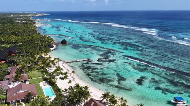 Punta Cana Skyline At Punta Cana In La Altagracia Dominican Republic. Caribbean Skyline. Beach Landscape. Nature Seascape. Punta Cana Skyline In Punta Cana In La Altagracia Dominican Republic. Scenic 