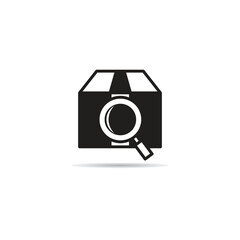 carton box and magnifier scan icon vector illustration