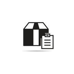 carton box and clipboard icon vector illustration