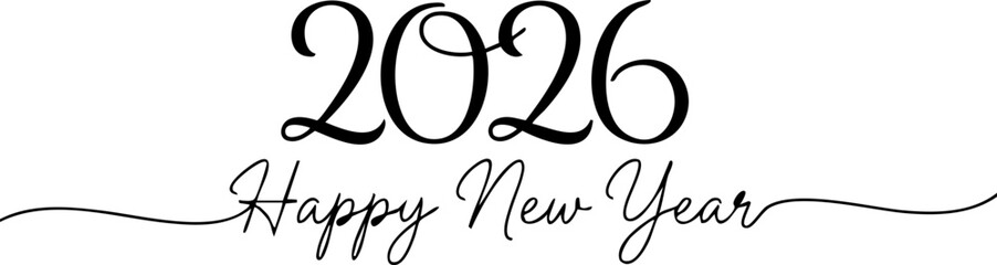 Happy New Year 2026 Typography Banner for Banner, Design and Poster