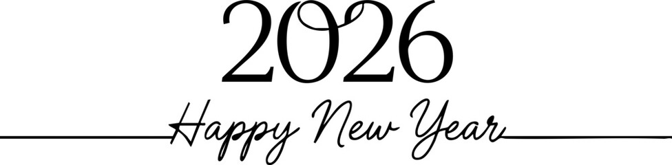 Happy New Year 2026 Typography Banner for Banner, Design and Poster