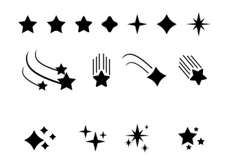 Fototapeta premium star icon set collection, different star shape, sparkle star icon set , falling star, black star icon set