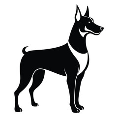 doberman pinscher line art silhouette vector illustration
