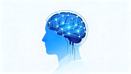 Human head with brain network