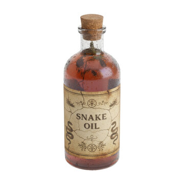 Vintage Snake Oil Elixir Bottle with Corked Top Isolated on Transparent Background