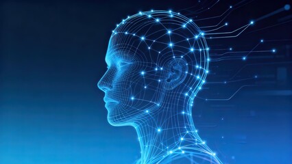 Human head with digital network connections