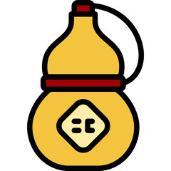 Minimalist Illustration of a Gourd Bottle in Filled Line 
