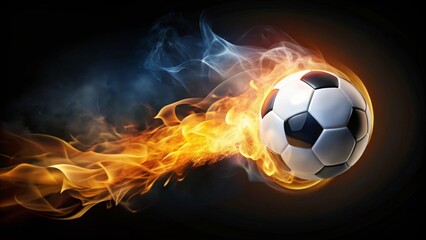 Fiery Soccer Ball in Motion A Dramatic Composition of Speed, Energy, and Passion