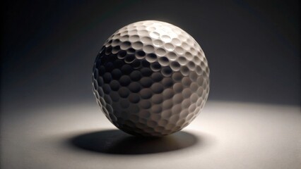 Close-up of a dimpled sphere resting on a light surface, illuminated by a focused light source