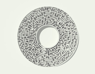 Complex circular maze design featuring intricate pathways for puzzle enthusiasts
