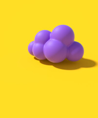Purple cloud shape rests on bright yellow background, creating a playful and vibrant visual scene for creative design work