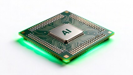 AI chip with green glow