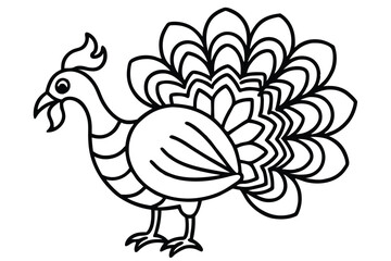 decorative tribal turkey line art silhouette vector illustration