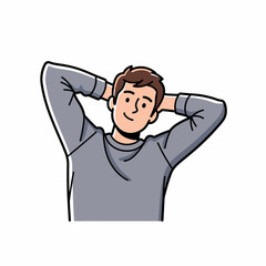 Man Relaxing with Hands Behind Head.