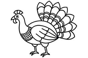 decorative tribal turkey line art silhouette vector illustration