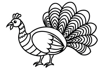 decorative tribal turkey line art silhouette vector illustration